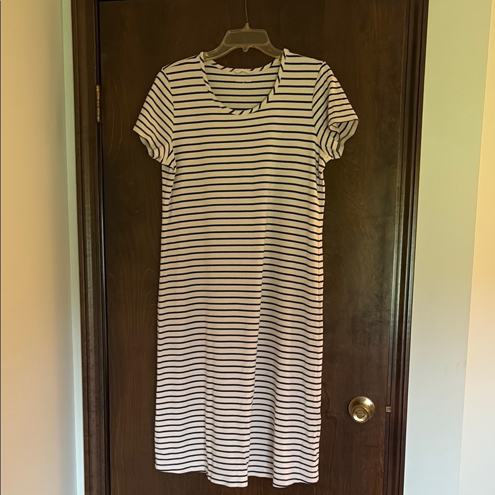 Lands' End Black and White Short Sleeve T-Shirt Pajama